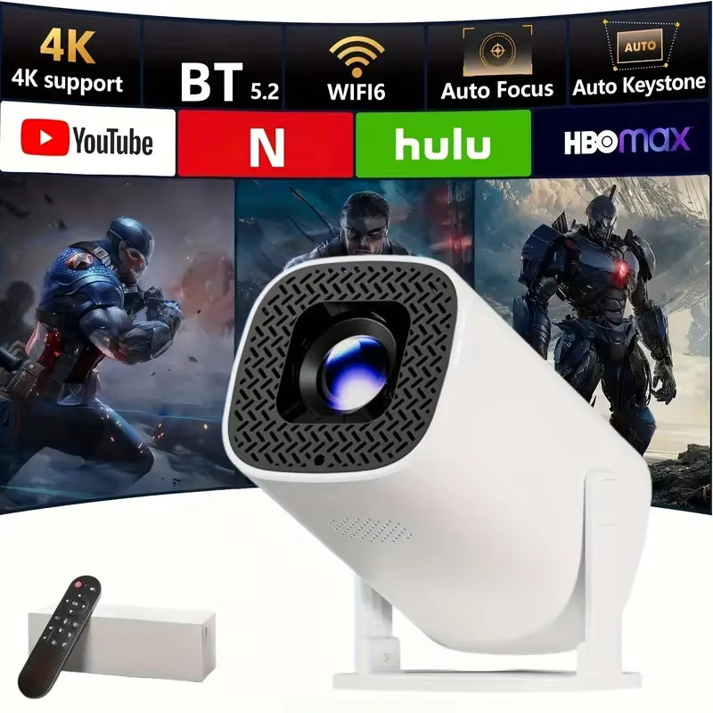 P30Pro Mini Portable Projector – Android 11, 4K Support, WiFi 6, 180° Rotation