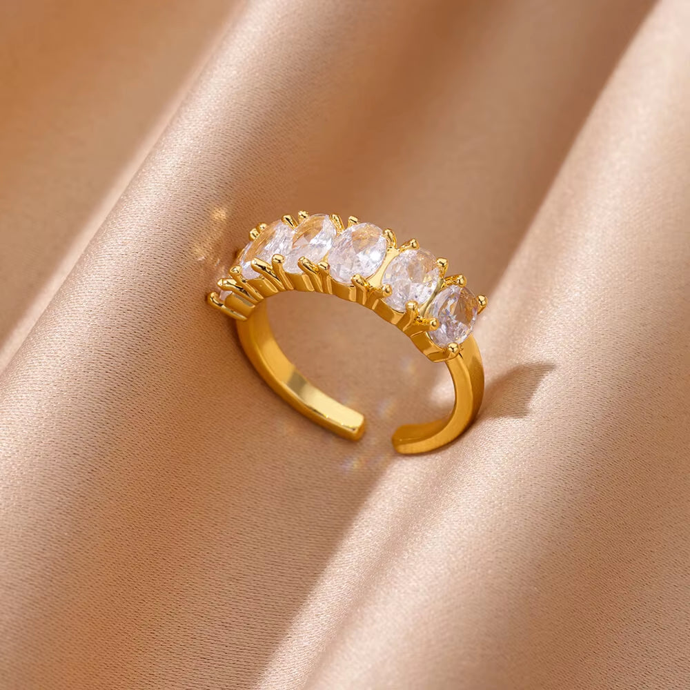 18K Gold-Plated Geometric Zircon Ring
