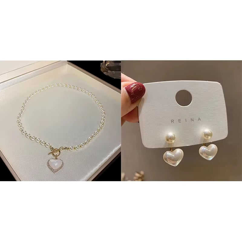 Heart Imitation Pearl Mermaid T-Buckle Pendant Necklace for Women – Elegant Luxury Jewelry