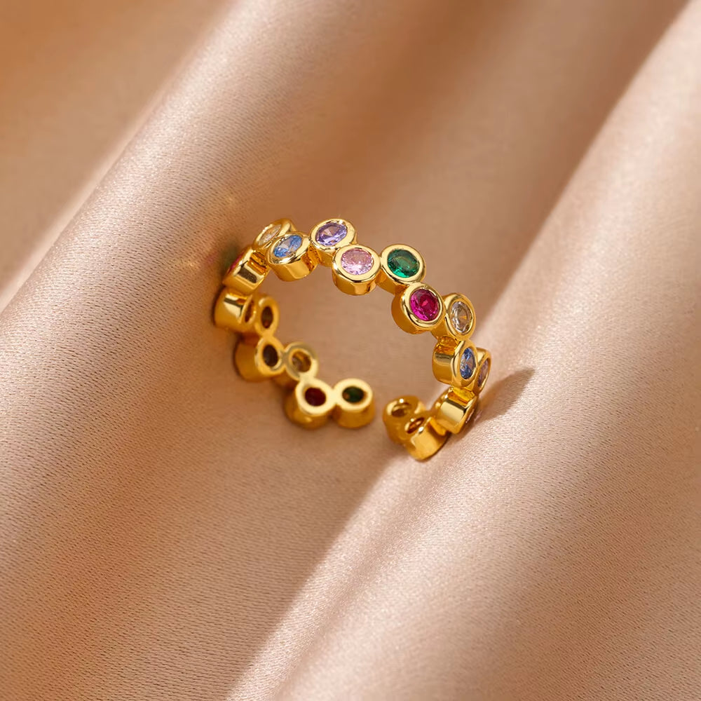 18K Gold-Plated Geometric Zircon Ring
