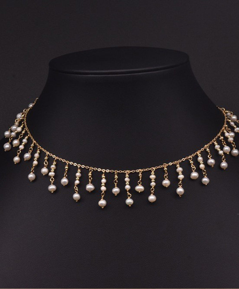 Women’s Fashion Freshwater Pearl Tassel Necklace — Elegant Retro Double-Layer Jewelry