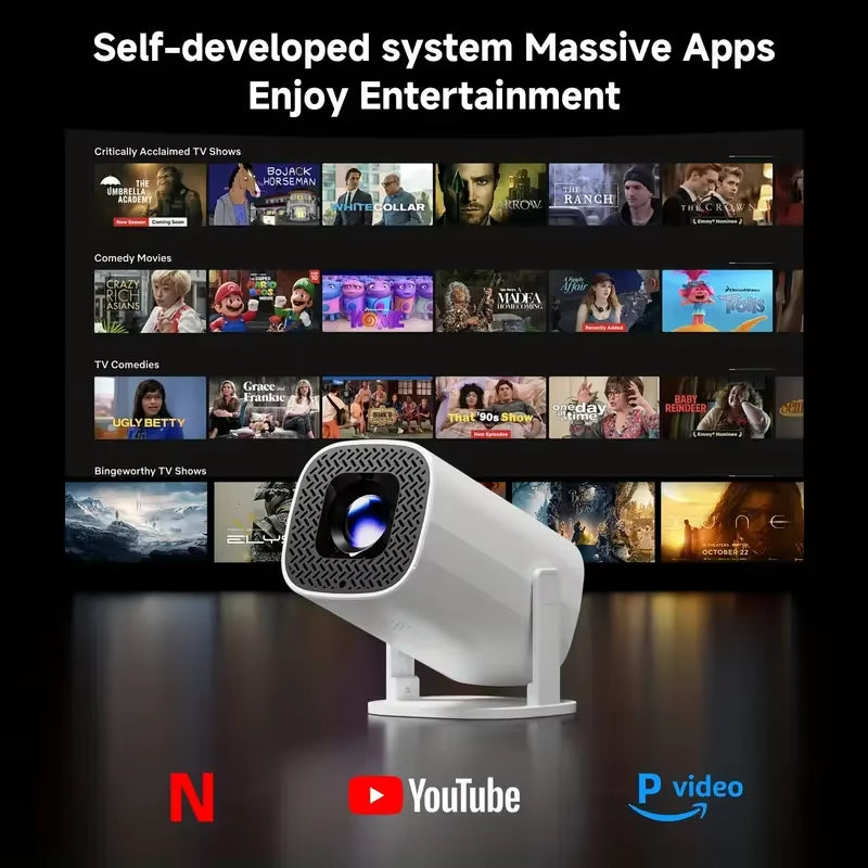 P30Pro Mini Portable Projector – Android 11, 4K Support, WiFi 6, 180° Rotation