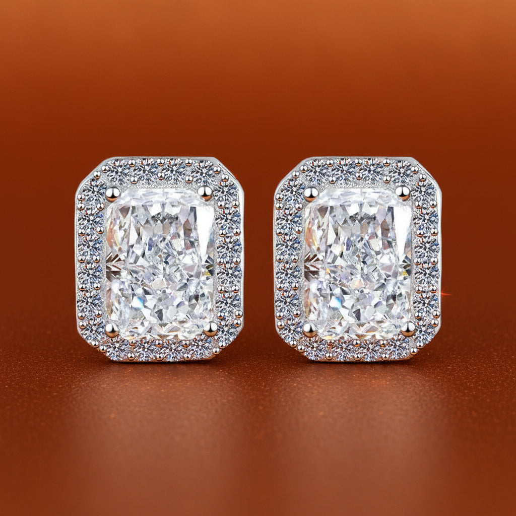 UNISEX ICED-OUT RECT STUD