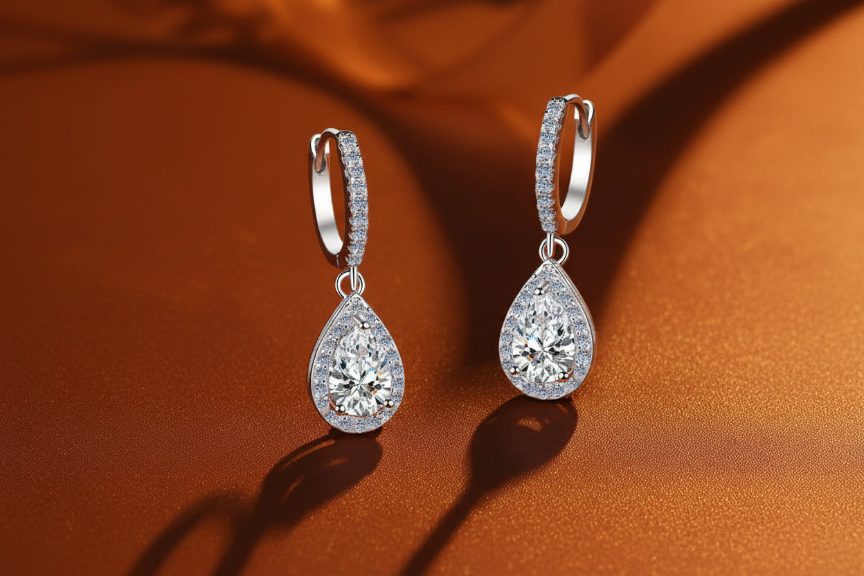 ICED-OUT TEAR DROP EARRINGS