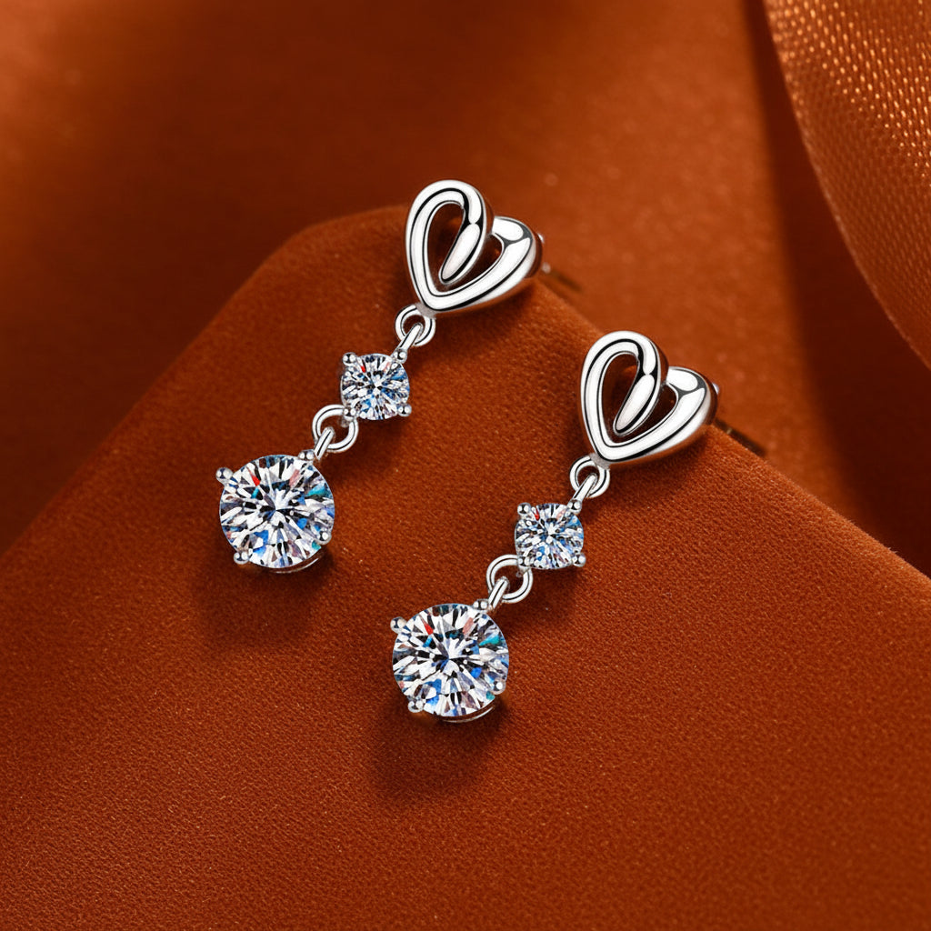 HEART DROP DIMOND EARRINGS
