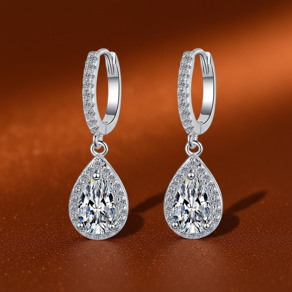 ICED-OUT TEAR DROP EARRINGS
