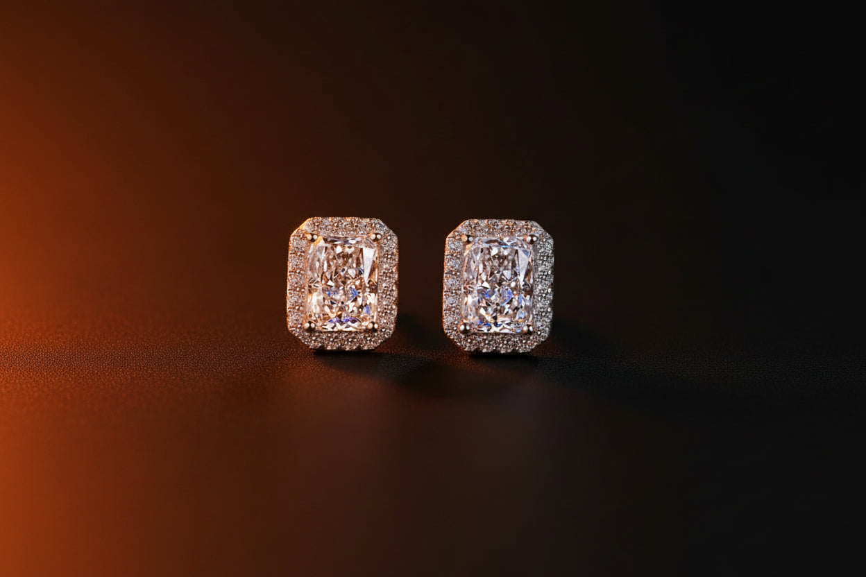 UNISEX ICED-OUT RECT STUD
