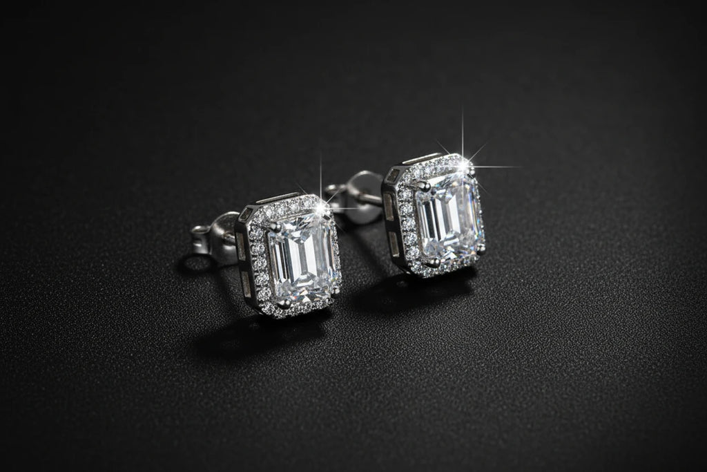 UNISEX ICED-OUT RECT STUD