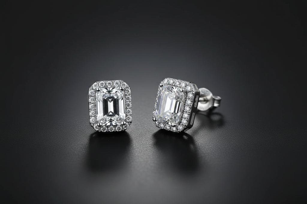 UNISEX ICED-OUT RECT STUD
