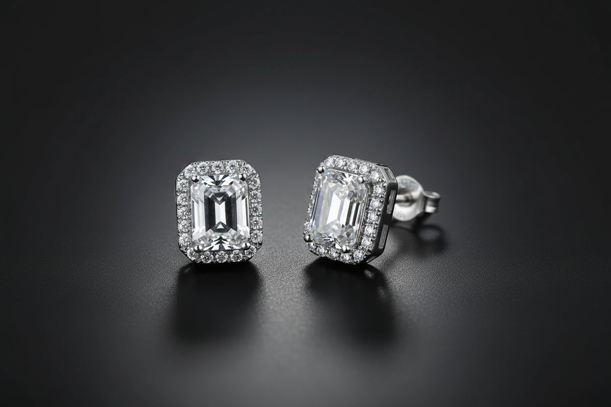 UNISEX ICED-OUT RECT STUD