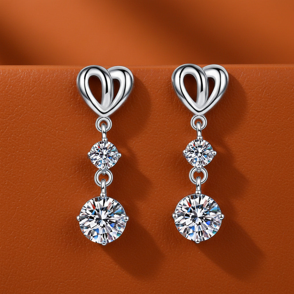 HEART DROP DIMOND EARRINGS