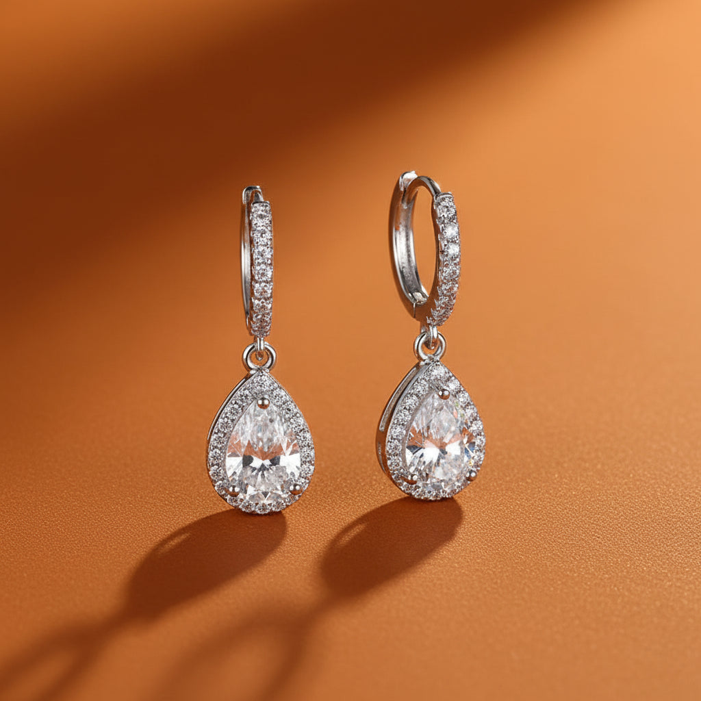 ICED-OUT TEAR DROP EARRINGS