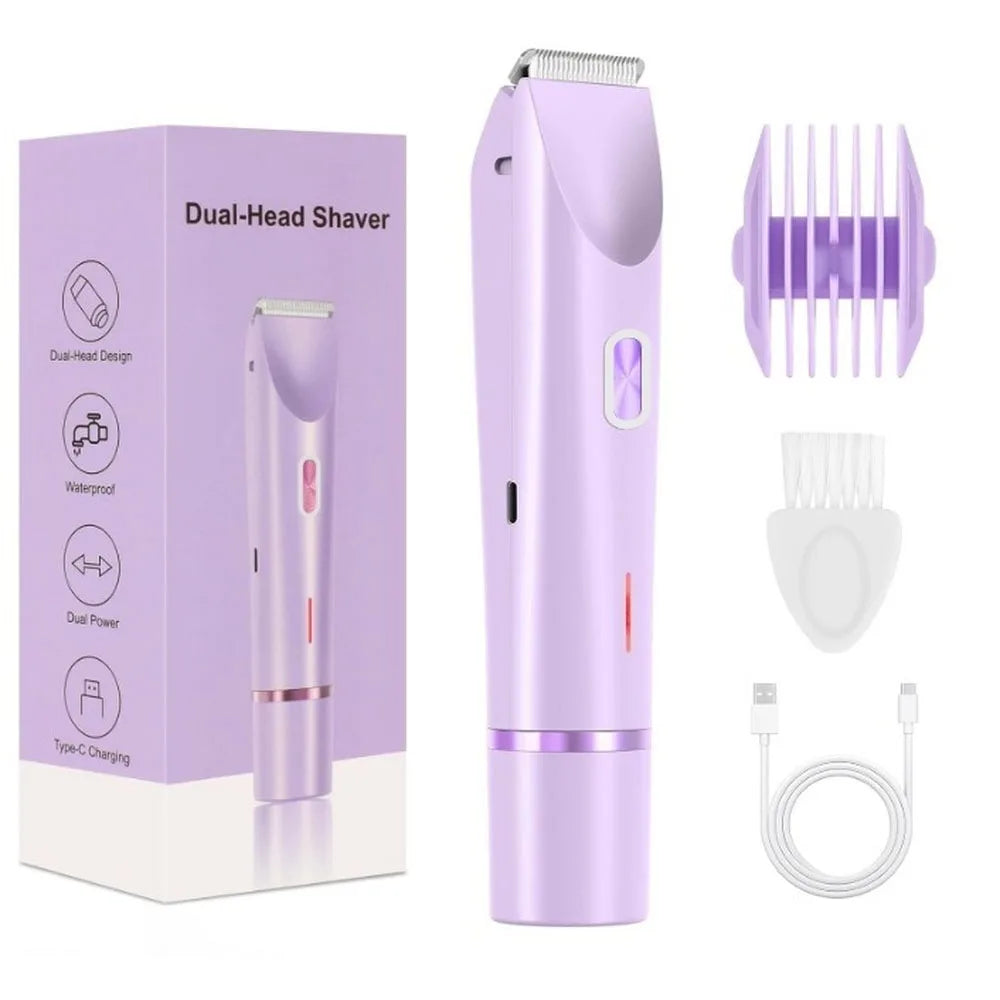 Painless Electric Shaver for Women – Dual Head Body & Bikini Trimmer