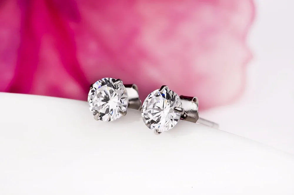 High Quality Crystal Zircon 925 Sterling Silver Stud Earrings for Women