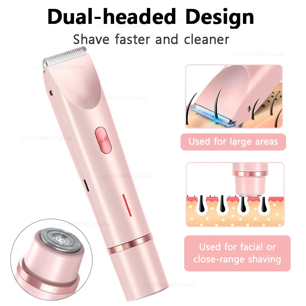 Painless Electric Shaver for Women – Dual Head Body & Bikini Trimmer