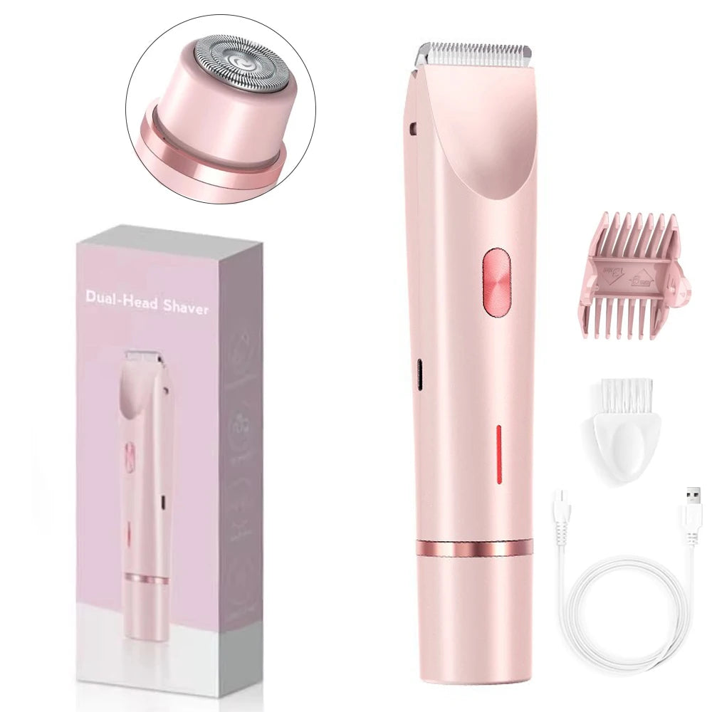 Painless Electric Shaver for Women – Dual Head Body & Bikini Trimmer