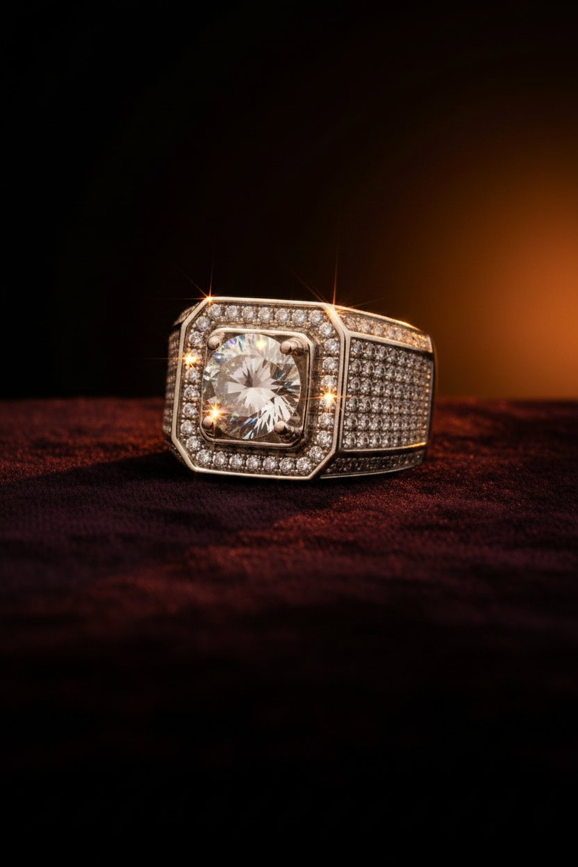 MEN'S ICED-OUT DIMOND RING