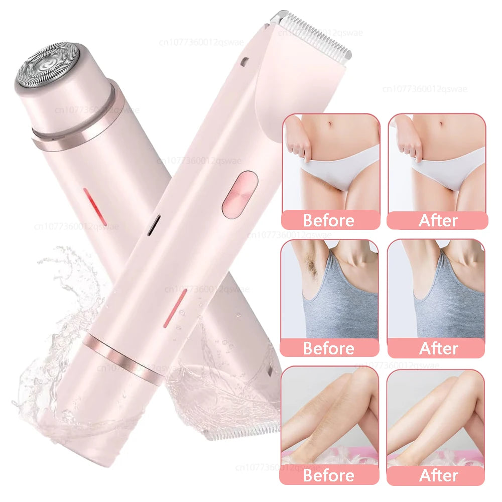 Painless Electric Shaver for Women – Dual Head Body & Bikini Trimmer