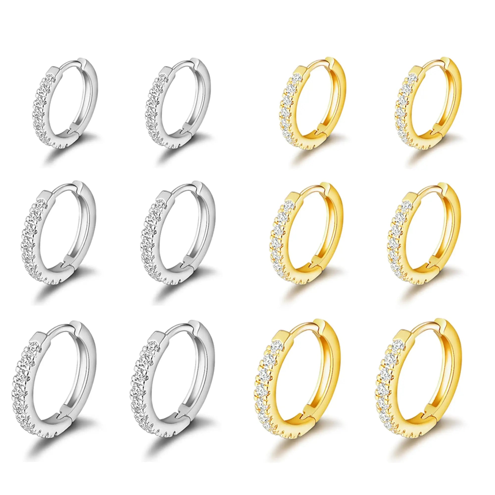 14K Gold Plated 3 Pairs Hoop Earrings Set for Women
