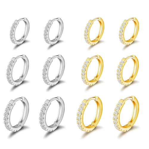 14K Gold Plated 3 Pairs Hoop Earrings Set for Women