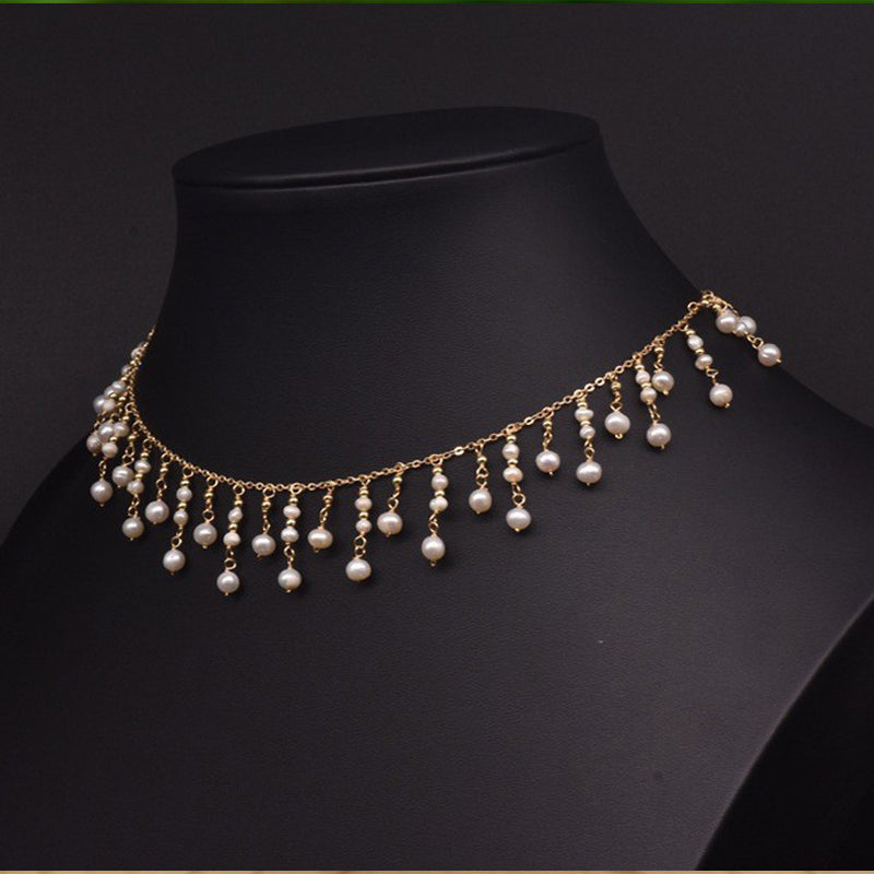 Women’s Fashion Freshwater Pearl Tassel Necklace — Elegant Retro Double-Layer Jewelry